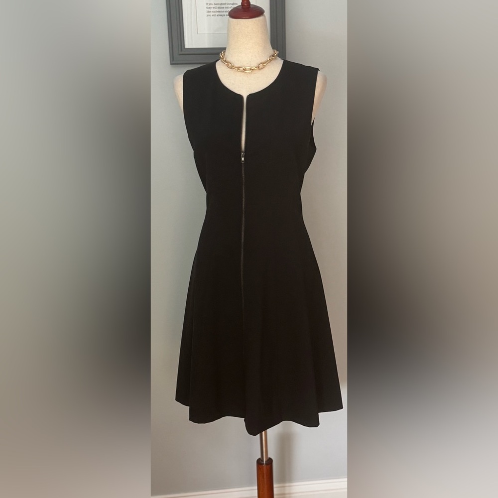 Theory Black Bonbi Zipper Front Fit and Flare Mini Dress - Picture 4 of 12